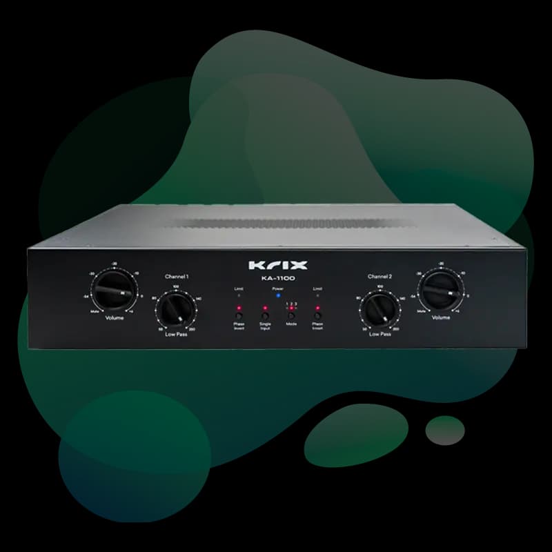 Krix KA-1100 subwoofer amplifier front panel with brushed aluminium fascia