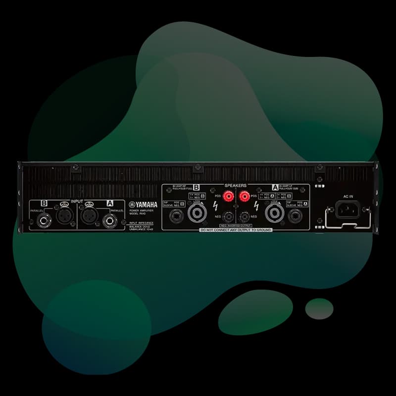 Yamaha PX10 power amplifier rear panel connectors and inputs
