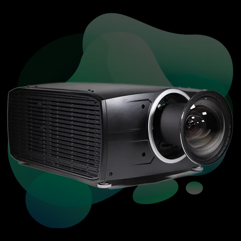 Barco Balder CinemaScope laser projector front view showing compact Pulse Series chassis