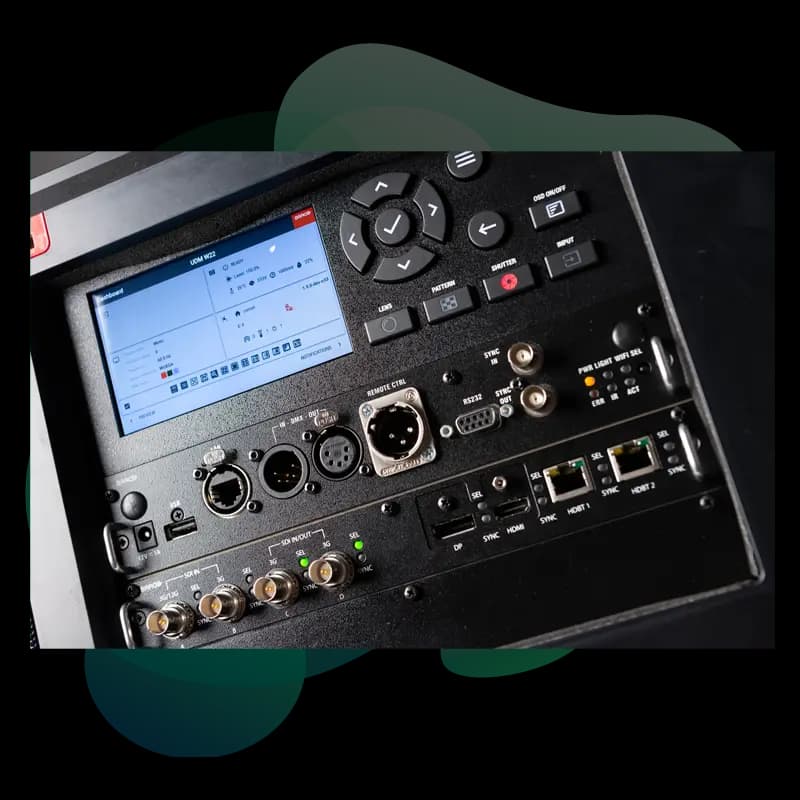 Barco Njord projector — side profile showing sealed optical chassis