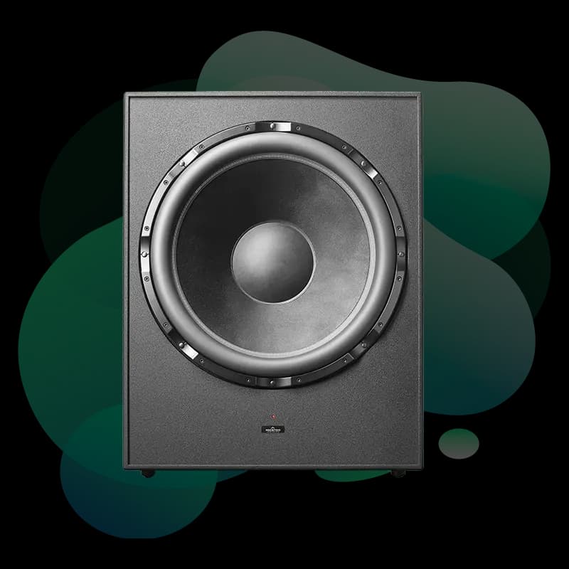 Ascendo THE32 Sub Pro Active Sealed subwoofer rear panel and scale reference