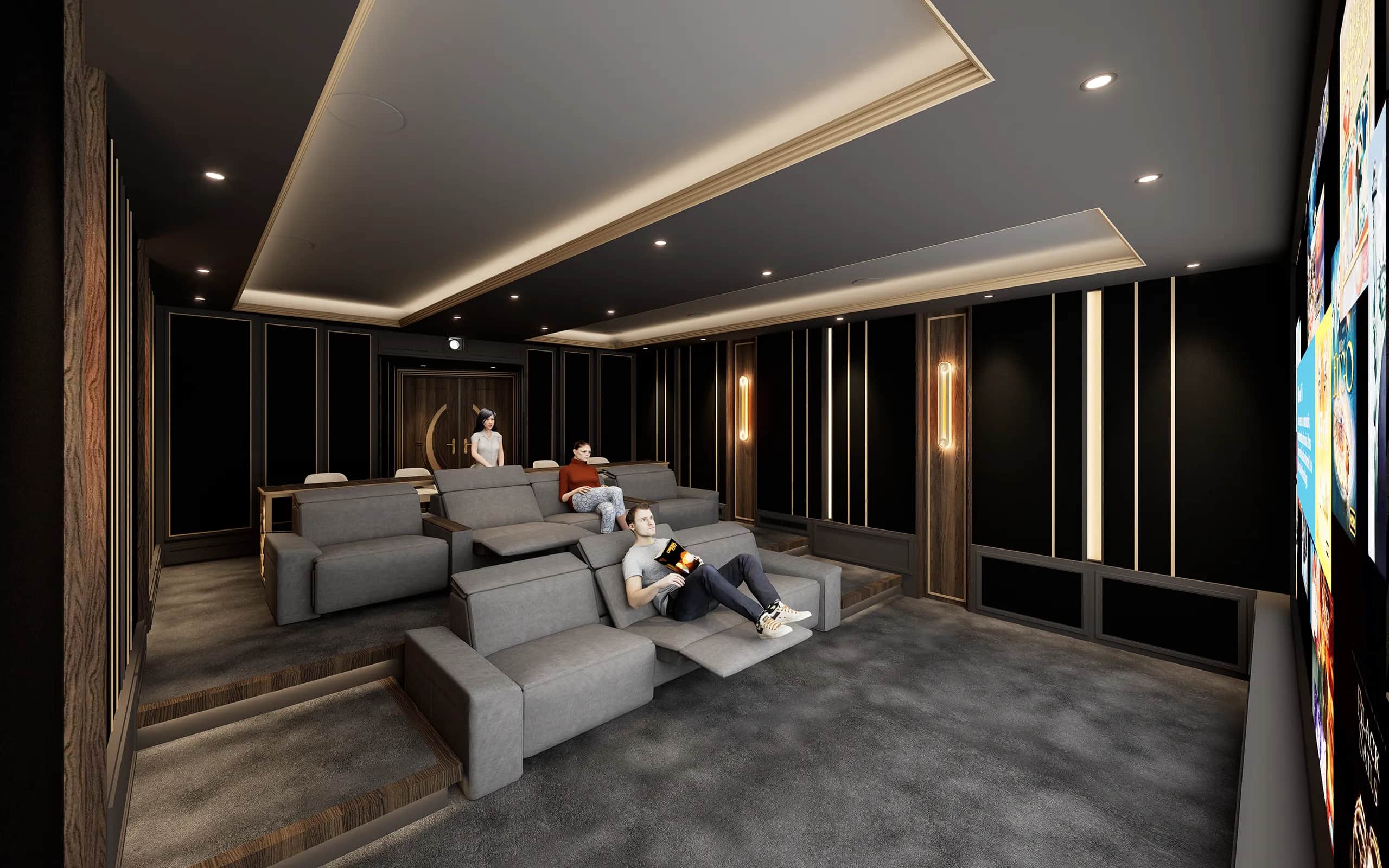 Private cinema designed by Kolosseum — resolved acoustics, sightlines and finishes