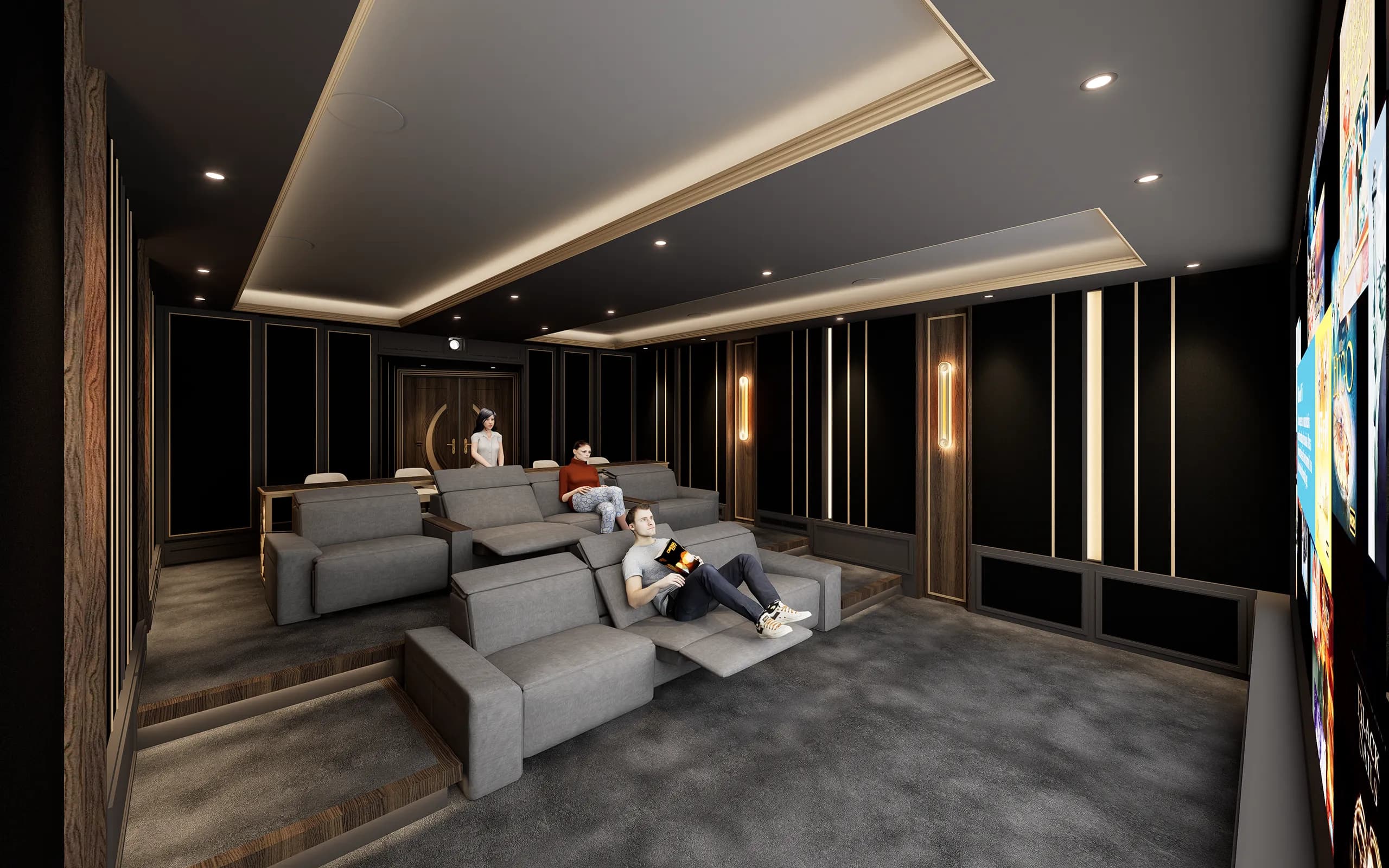 Private cinema designed by Kolosseum — resolved acoustics, sightlines and finishes