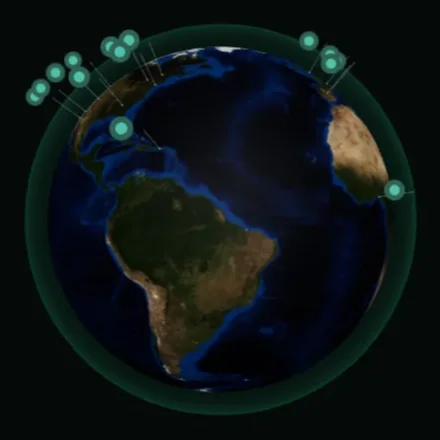 Globe showing Kolosseum projects delivered around the world